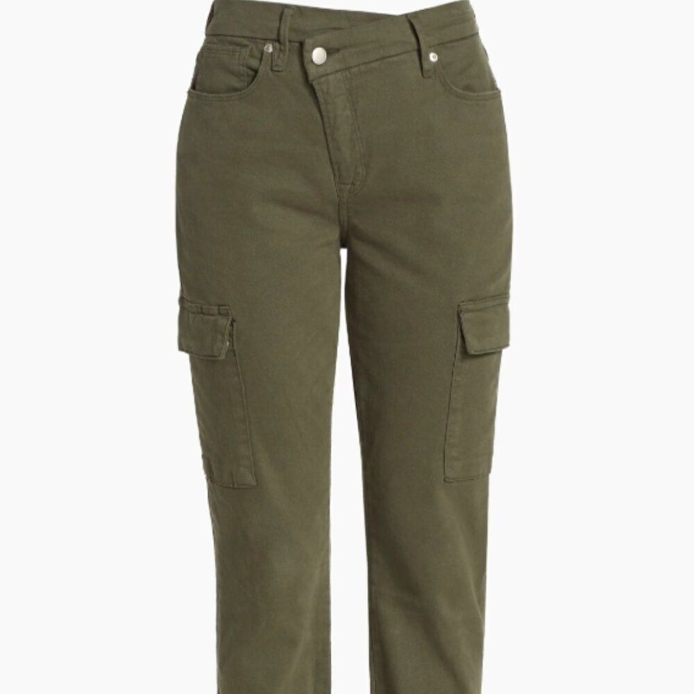 Like New! Good American Good Army Cuffed Pants Olive Green Cargo in SIze 2/26 - Picture 15 of 15